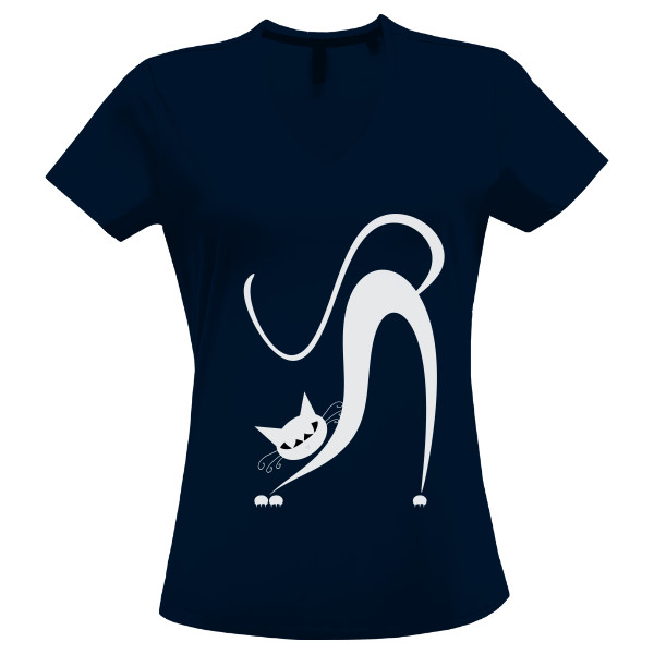 Tričko s potiskem bílá kočka