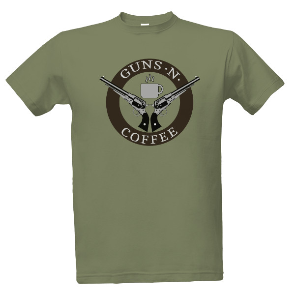 Tričko s potiskem Guns and coffee