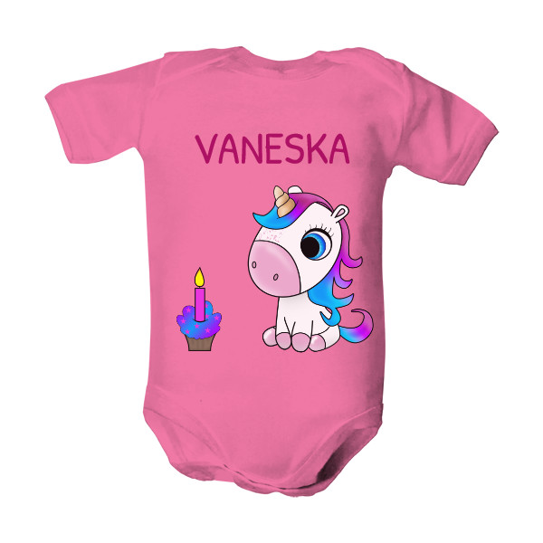 Dětské body  s potiskem jednorožec - narozeniny-holka