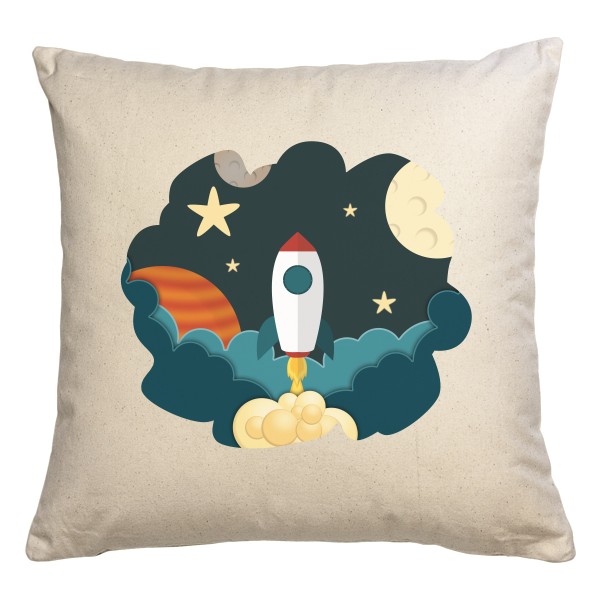 Polštář bavlněný  s potiskem let do vesmíru