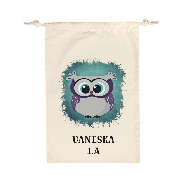 Bavlněný pytlík s potiskem svačinka - sova
