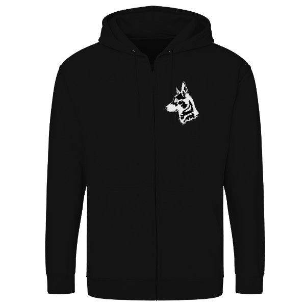 Mikina na zip unisex s potiskem tlapky - německý ovčák - pro ní